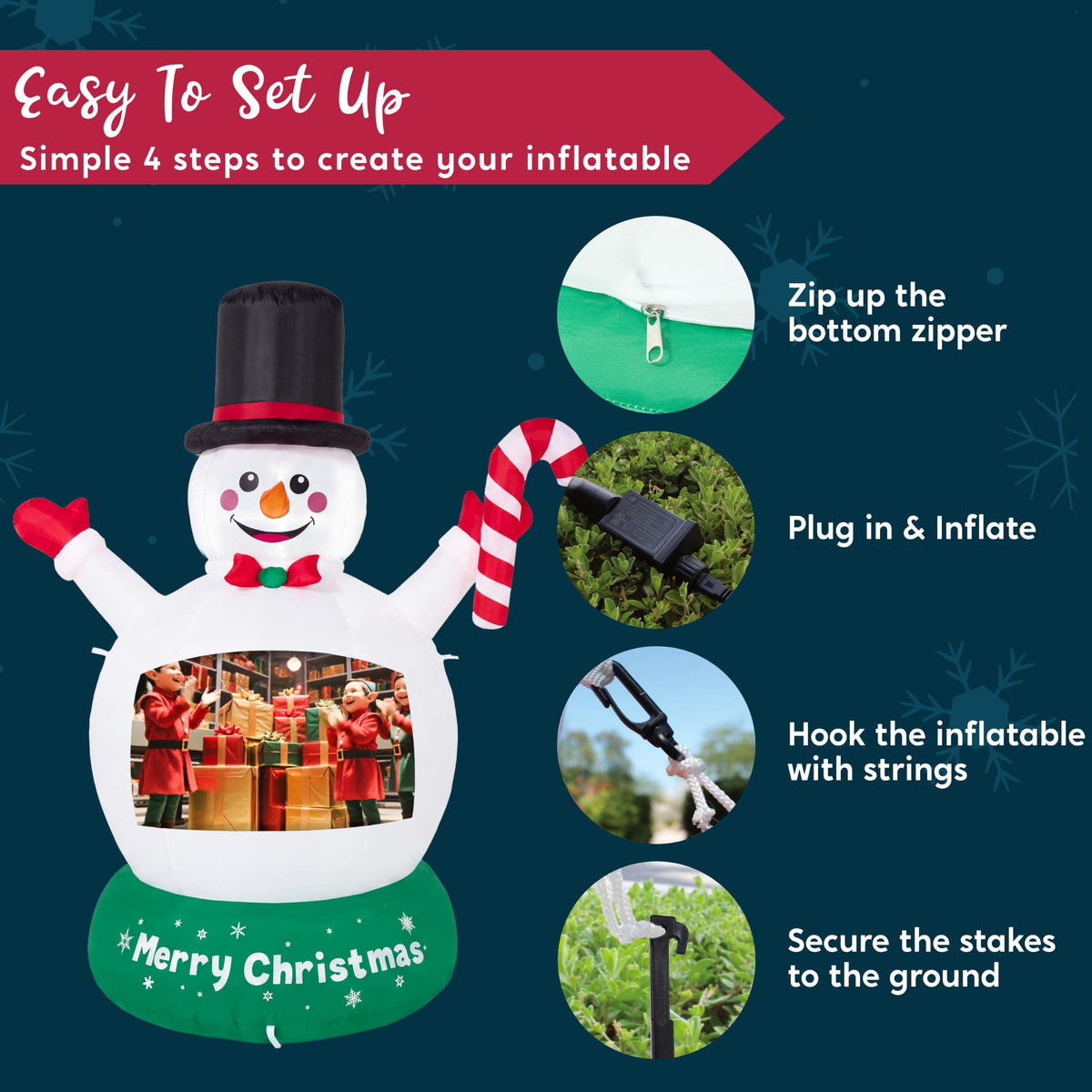 Joyfy 6 FT Christmas Inflatables Snowman Outdoor Decorations,Snowman Christmas Blow Ups Yard Christmas with Built-in LEDs for Holiday Party Garden Lawn Decor