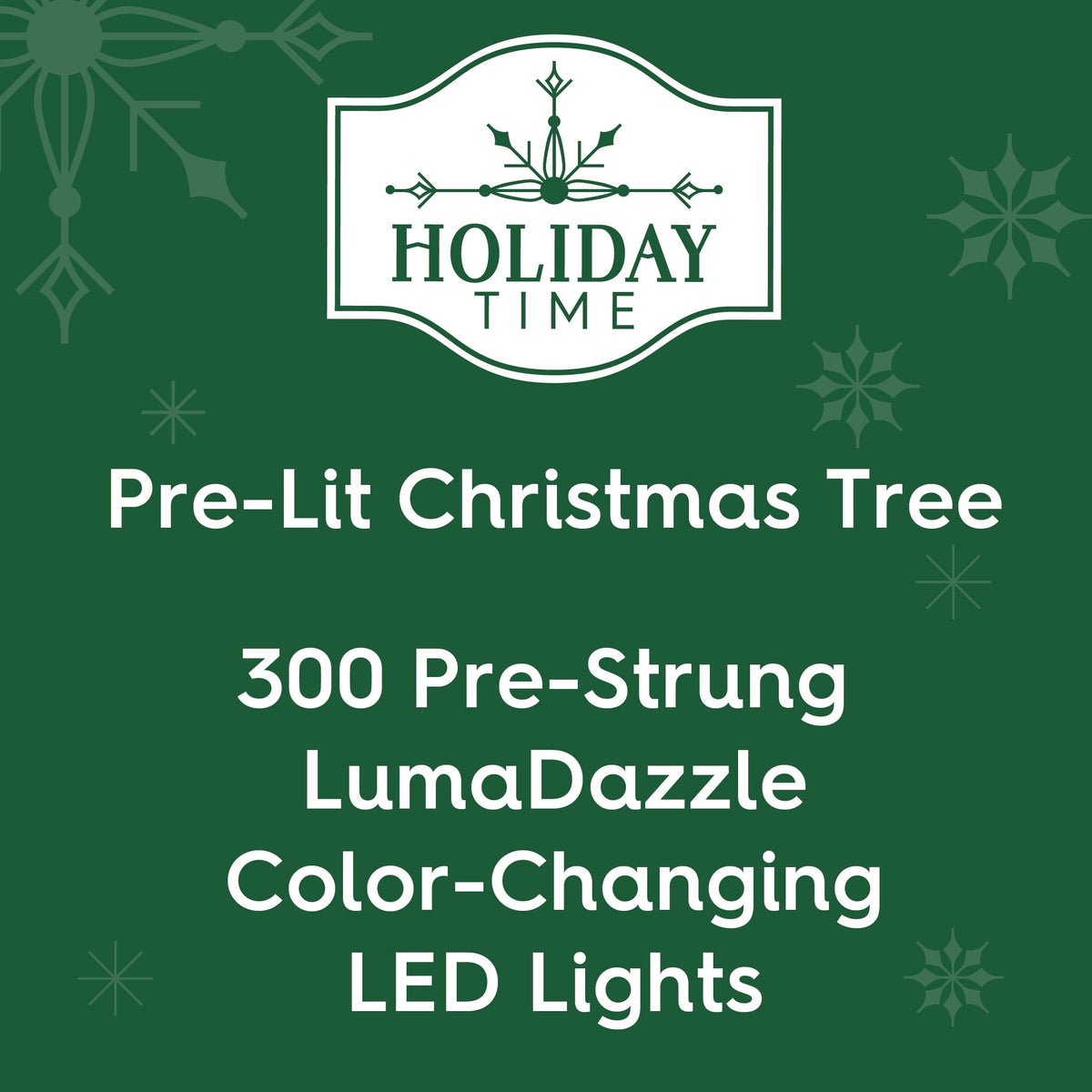 6.5' Pre-Lit Brewster Pine Snow-Flocked Green Artificial Christmas Tree with LumaDazzle Color-Changing Twinkle LED Lights and Stand, by Holiday Time