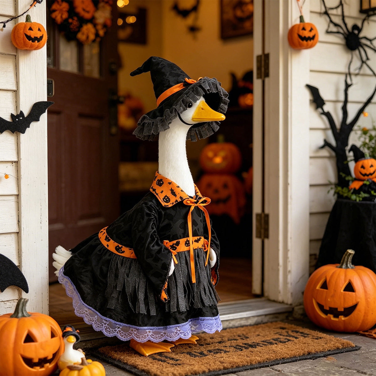 Lzobxe Porch Goose Clothes, Casual Style Lawn Yard Garden Decor for 23" High Cement or Plastic Geese, Goose Costume for All Season and Occasiona