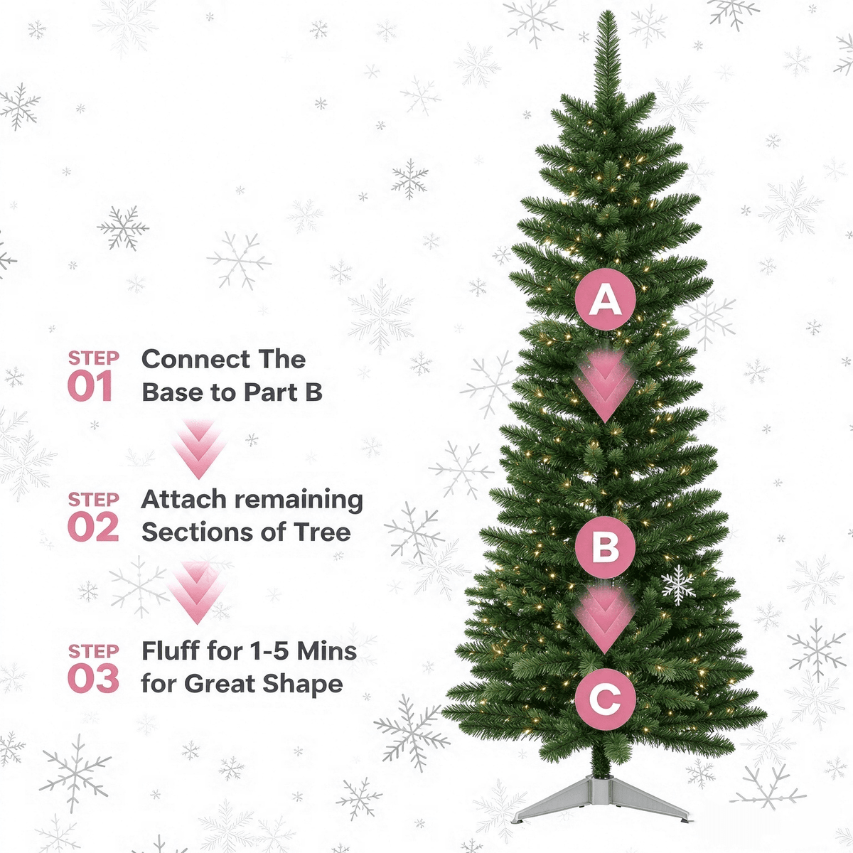 Cowin 4ft Artificial Christmas Tree,Pre-lit Tinsel Pine Spruce Tree, Small Xmas Tree for Home, Office and Party,White