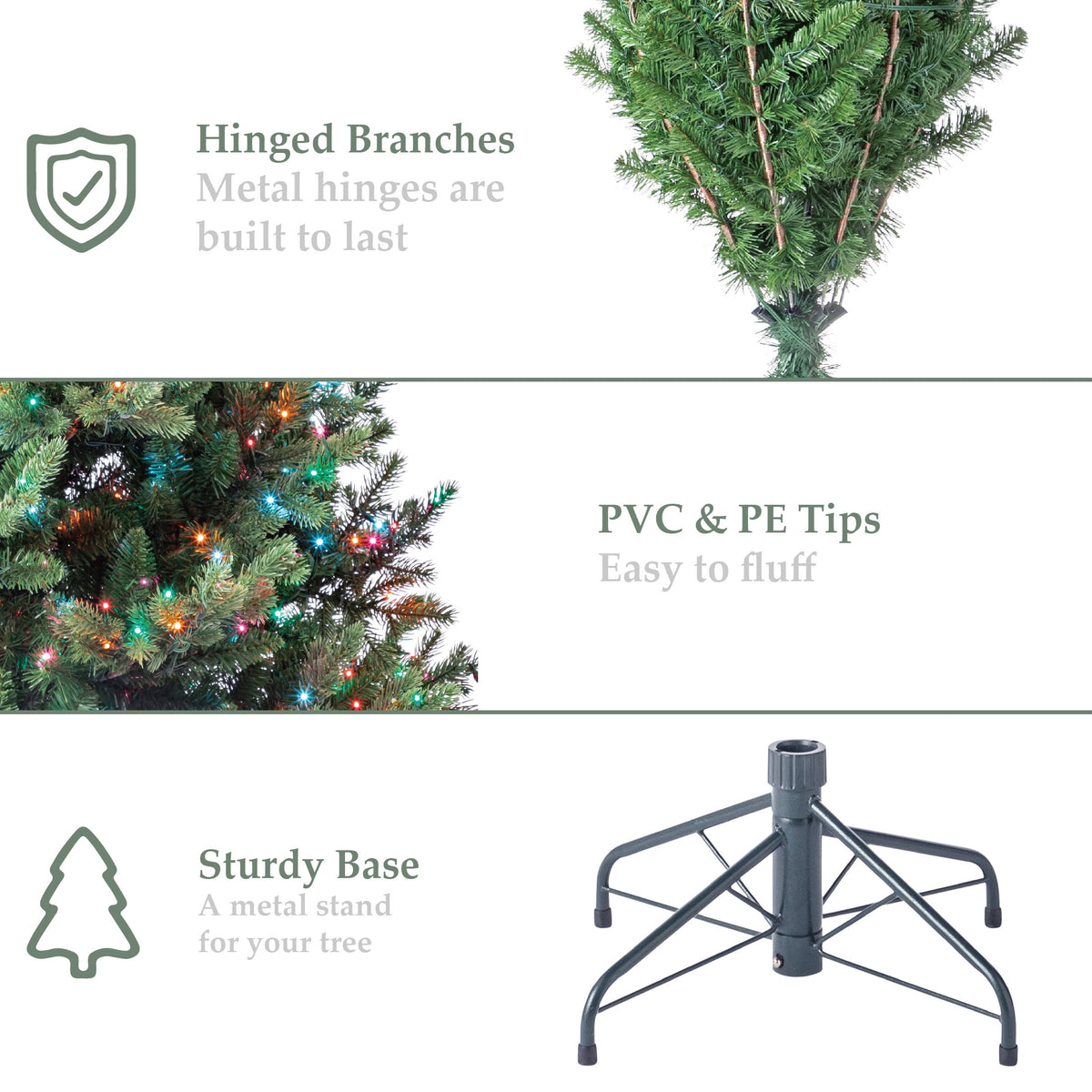My Texas House 9' Pre-Lit Grand Spruce Green Artificial Christmas Tree with LumaDazzle Color-Changing Twinkle LED Lights, Quick Set, and Stand
