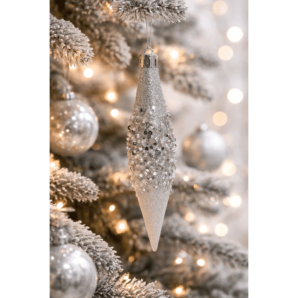 6-Count Red and White Glitter Ombre Finial Shatterproof Christmas Ornaments, 6.1", by Holiday Time
