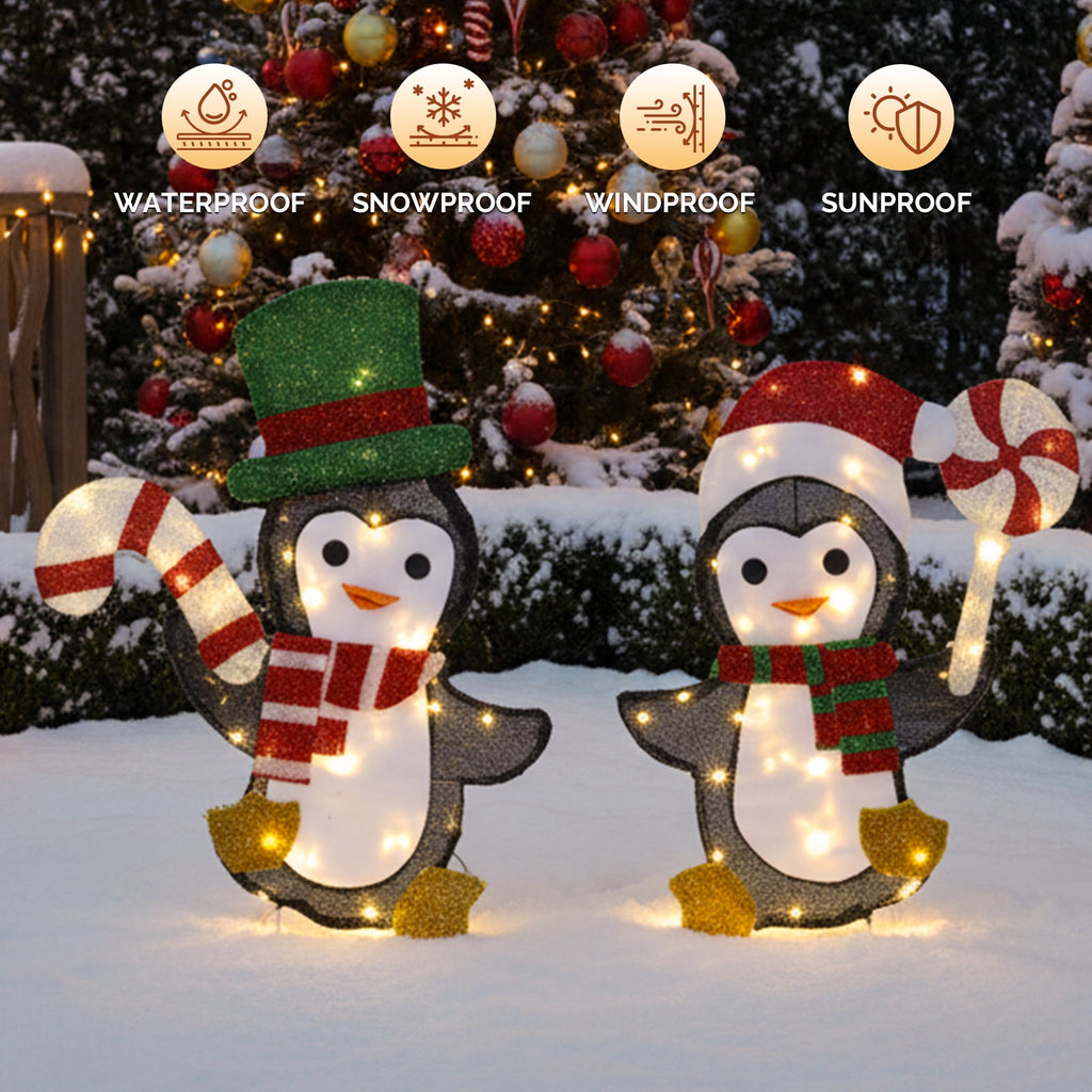 Ktaxon Penguin Christmas Lighted Outdoor Decoration for Holiday Lawn Garden Party