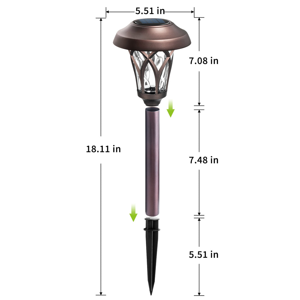 GIGALUMI Solar Pathway Lights, 6-Pack Metal Automatic Yard Lights for Garden, Patio, Walkway