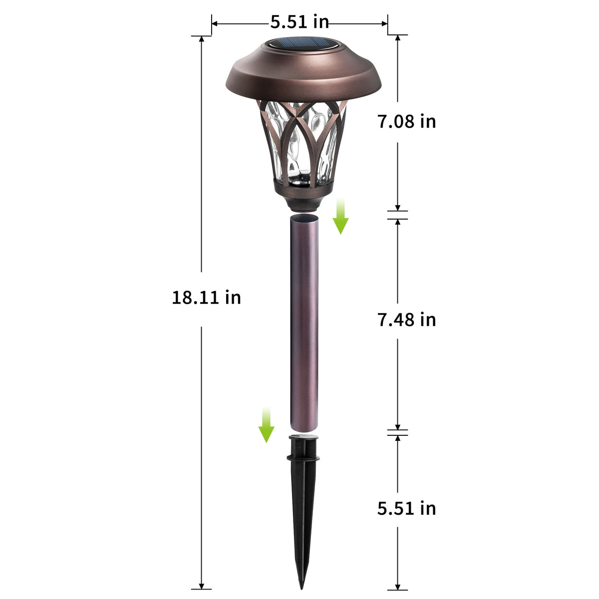 GIGALUMI Solar Pathway Lights, 6-Pack Metal Automatic Yard Lights for Garden, Patio, Walkway