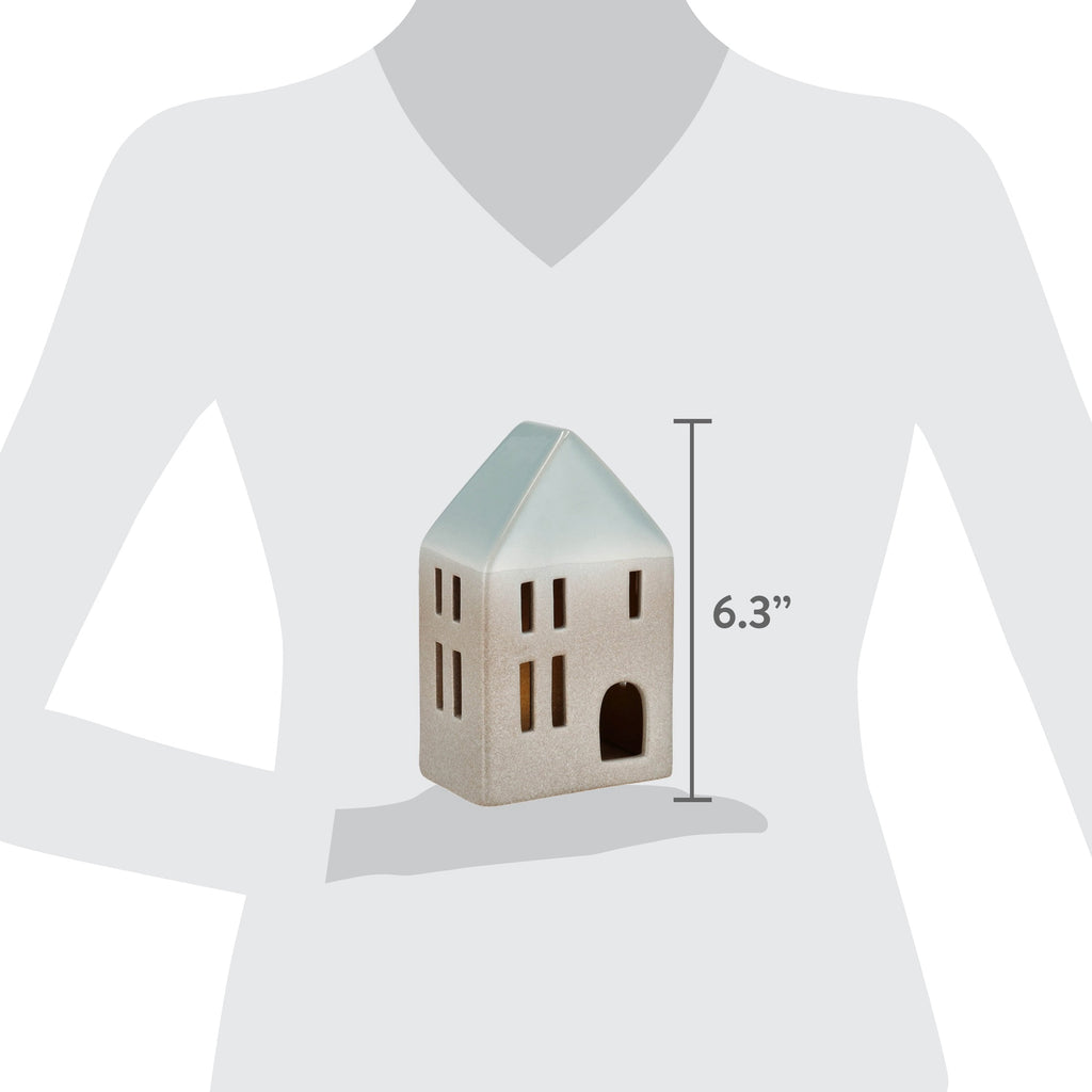 Light-Up LED Ceramic House Christmas Decoration, Gray, 6.3", by Holiday Time