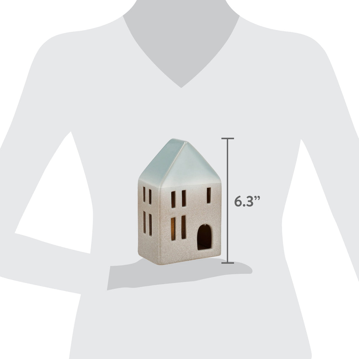 Light-Up LED Ceramic House Christmas Decoration, Gray, 6.3", by Holiday Time
