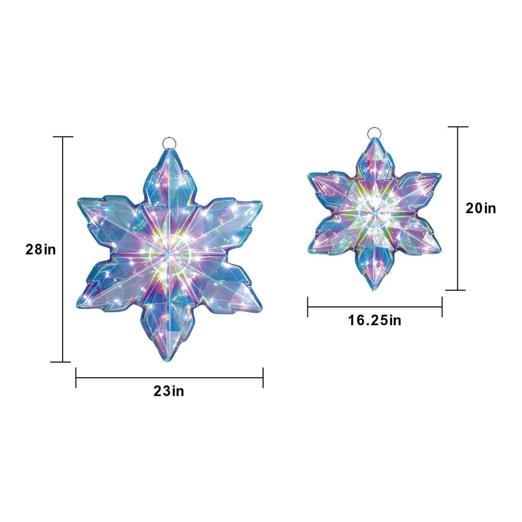 Indoor/Outdoor LED Prismatic Snowflakes Christmas Decoration with 70 LED Lights, Cool White, Set of 2, by Holiday Time