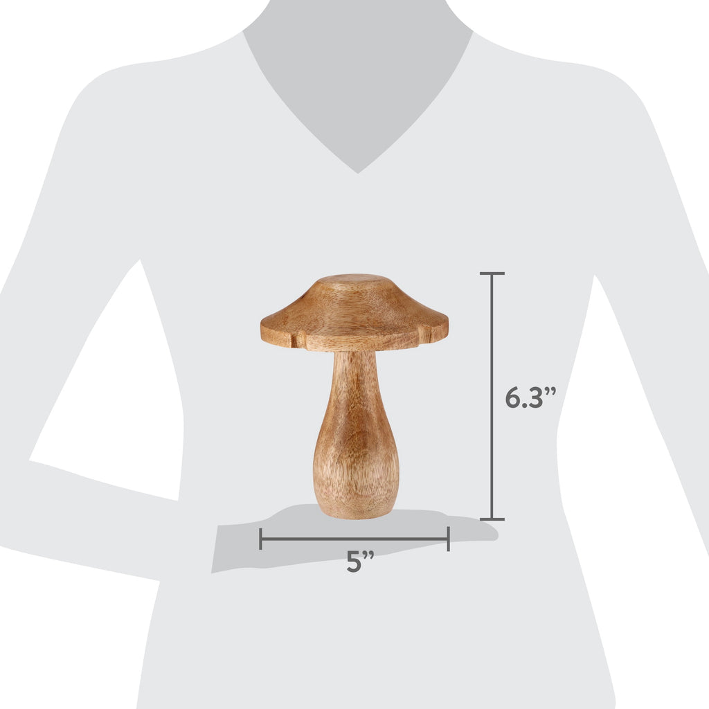 Large Wood Mushroom Christmas Decoration, Brown, 6.3", by Holiday Time