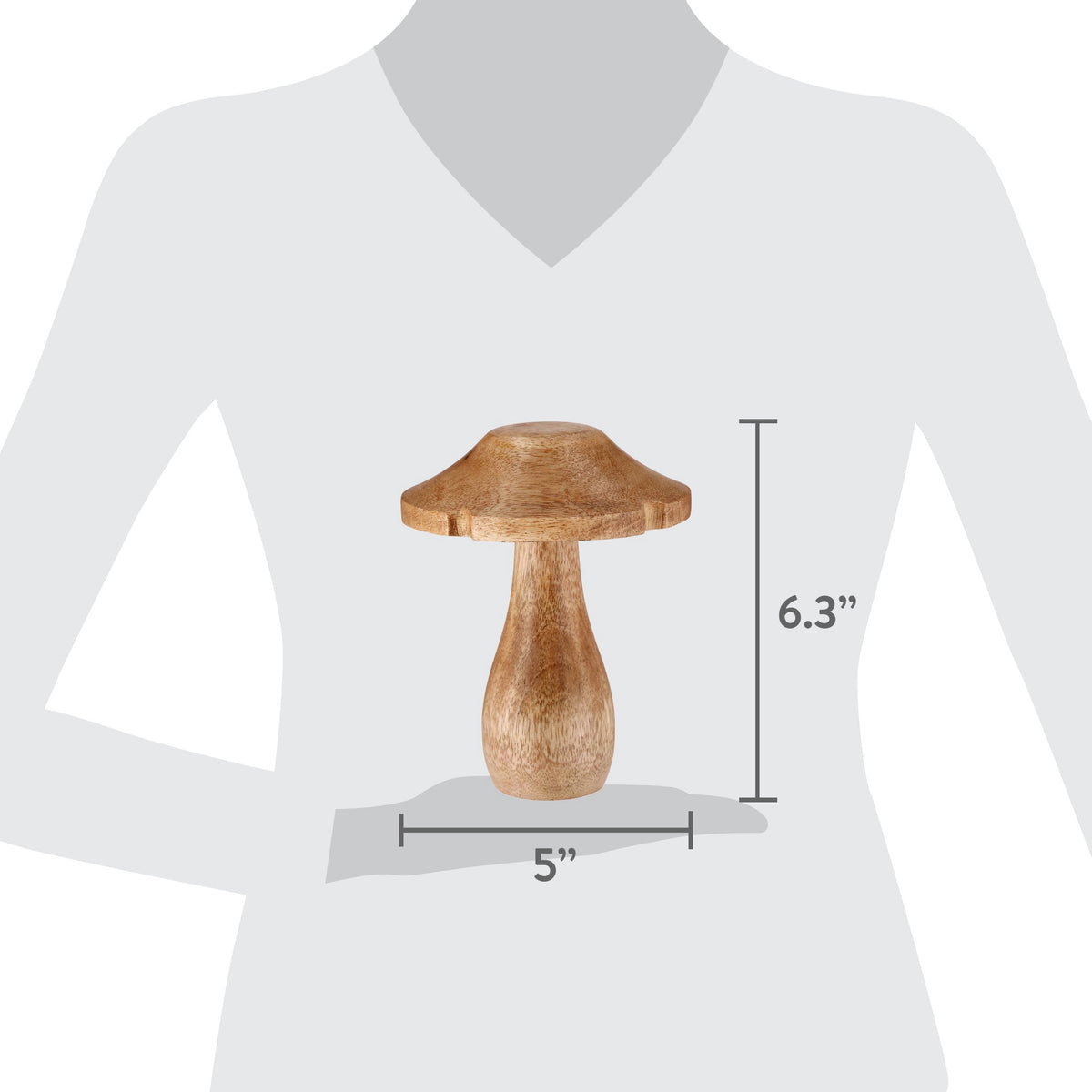 Large Wood Mushroom Christmas Decoration, Brown, 6.3", by Holiday Time
