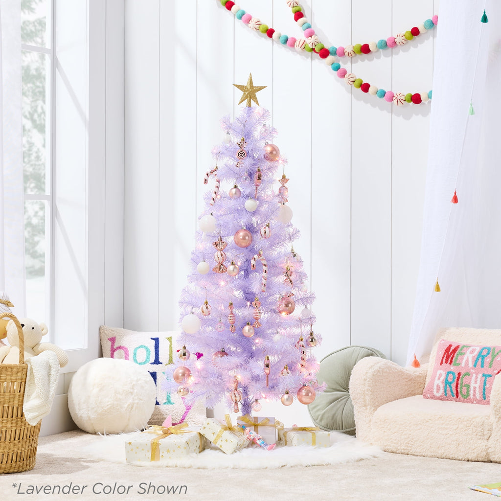Best Choice Products 4ft Prelit Colored Christmas Tree, Artificial Tree Holiday Decor w/ 70 LED Lights - Baby Blue Tinsel