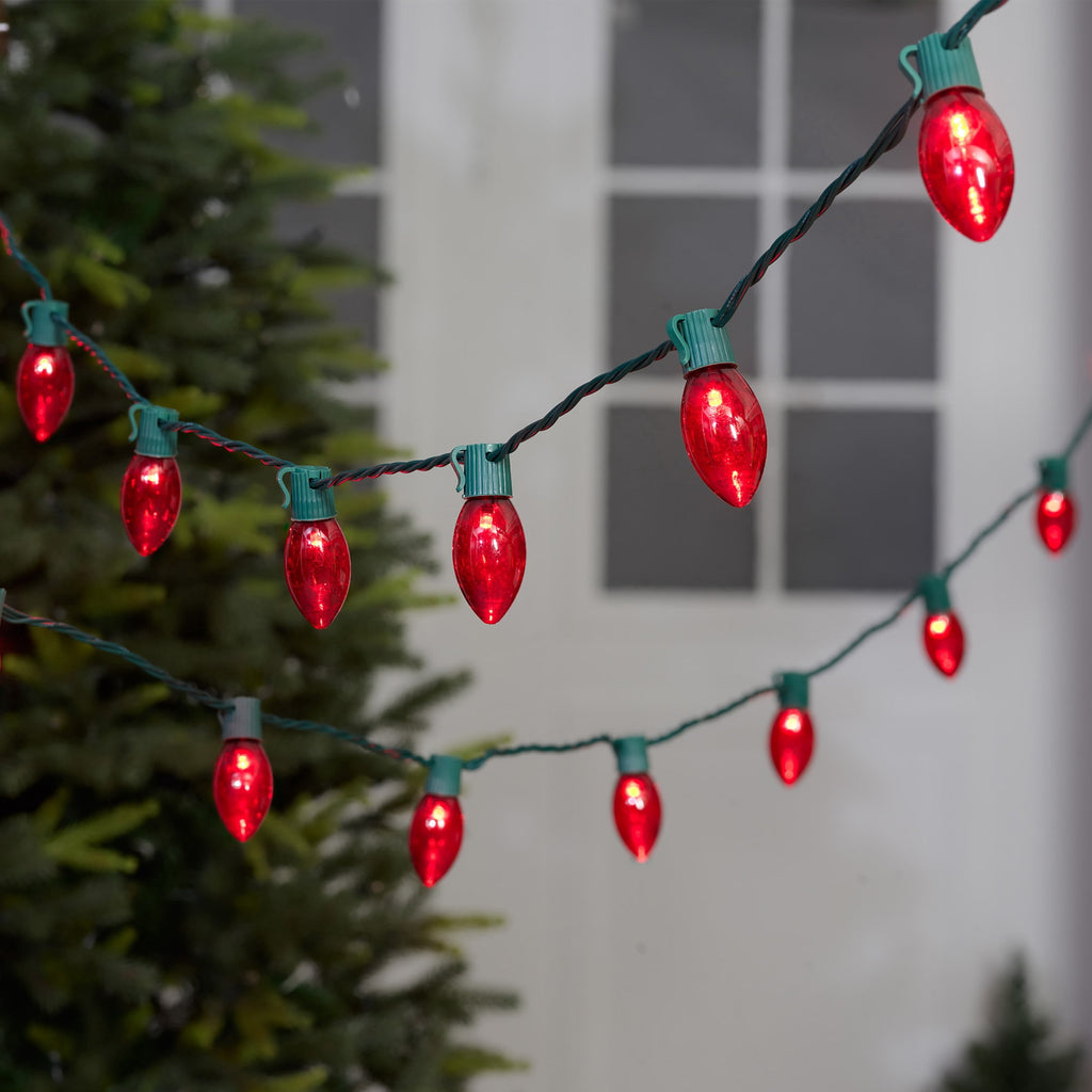 Indoor/Outdoor 25-Count LED Ultra Bright C9 Christmas String Lights, Warm White, Green Wire, 14', by Holiday Time