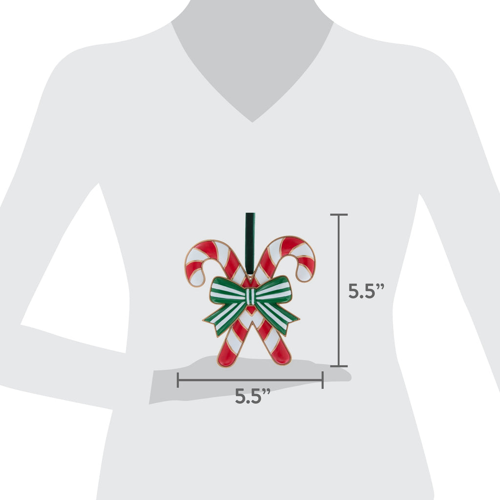 Red, White and Green Candy Cane and Bow Christmas Ornament, 5.5", by Holiday Time