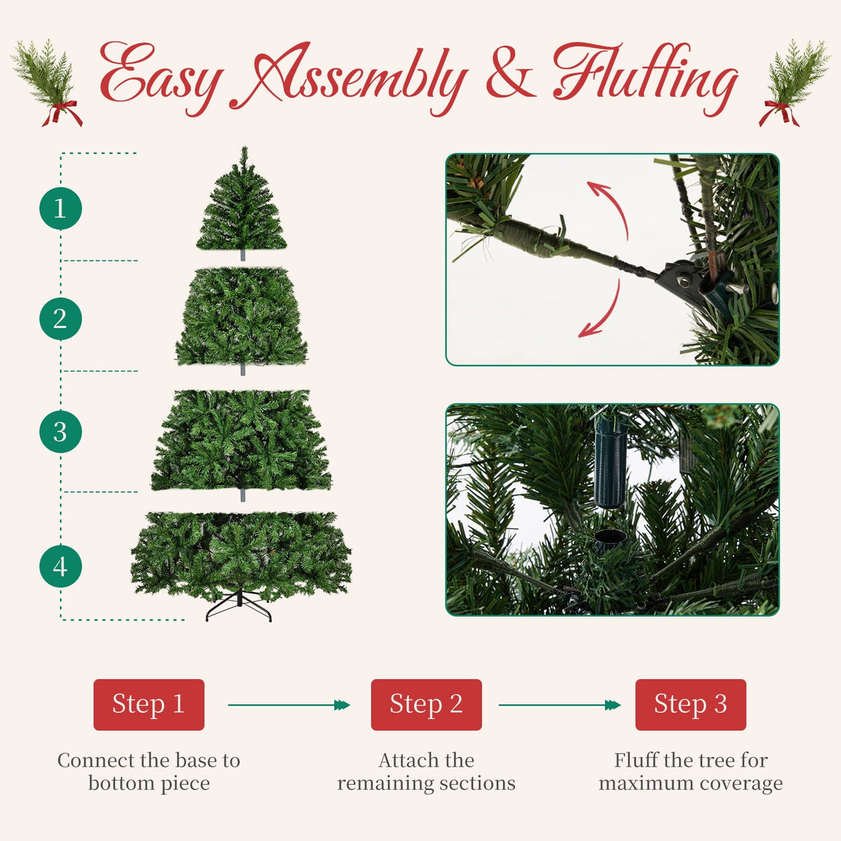 CONCETTA 6FT Pre-Lit Artificial Spruce Christmas Tree with Multicolor LED Lights, Realistic Indoor Home Holiday Decoration