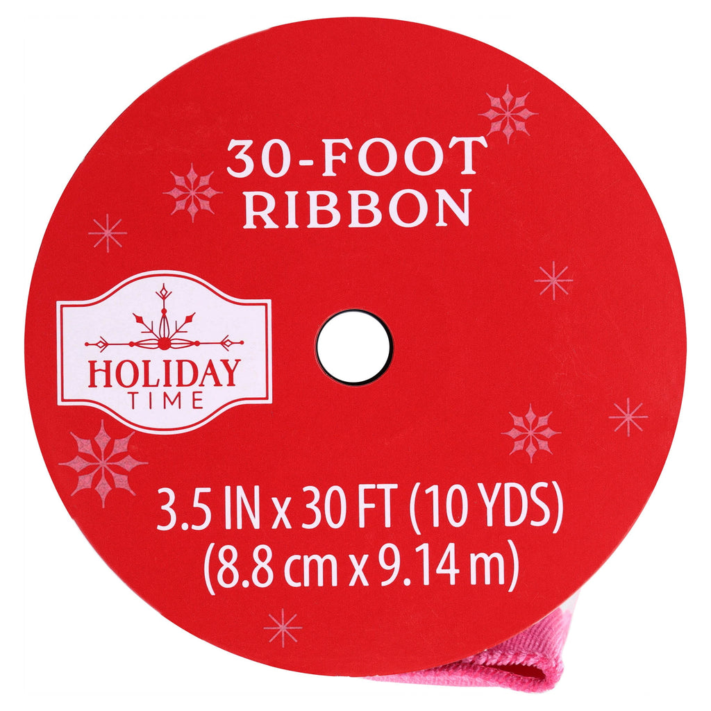 Hot Pink Velvet Christmas Ribbon, 3.5" x 30', by Holiday Time