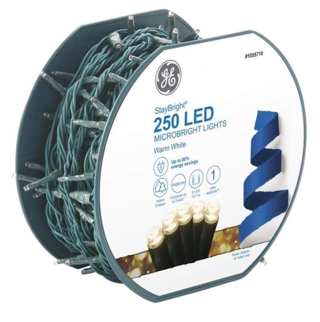 GE StayBright 250 LED Microbright Multicolor String Lights Green Wire 51.8FT
