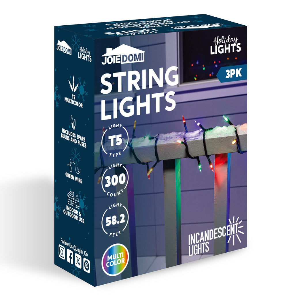 Joyfy Multicolor Christmas Lights,21.4ft 100 Count Multicolor Christmas String Lights,Connectable Green Wire Xmas Tree Lights for Indoor Outdoor Christmas Decorations Holiday Party Decor