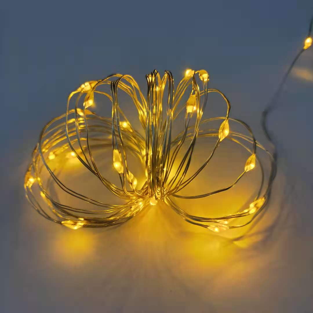 Set of 2 Battery Operated Mini Led Fairy Light Dewdrop Light with Timer 6 Hours on/18 Hours off for Christmas Party Decoration,30 LEDs,10 Feet Silver Wire (Warm White)