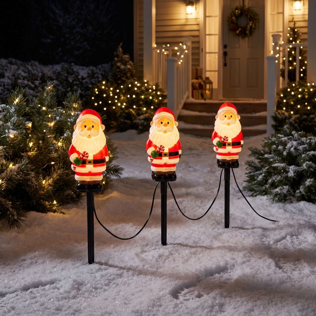 Outdoor Christmas Stake Light, Santa Claus Pathway Light, Ground Stake Light Design, Outdoor Decor for Yard Garden Walkway and Holiday Display, 14.96 x 13.39 x 4.72 in, Multicolor