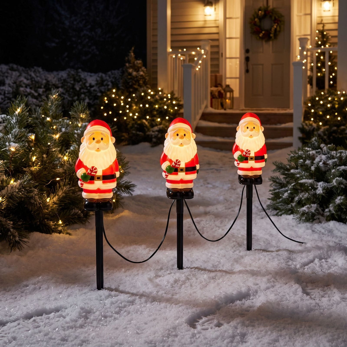 Outdoor Christmas Stake Light, Santa Claus Pathway Light, Ground Stake Light Design, Outdoor Decor for Yard Garden Walkway and Holiday Display, 14.96 x 13.39 x 4.72 in, Multicolor