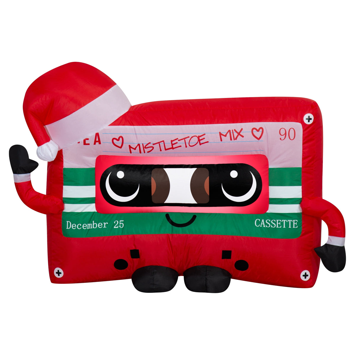 Multicolor Vintage 90s Cassette Tape Christmas Airblown Yard Inflatable, 3.3', by Holiday Time