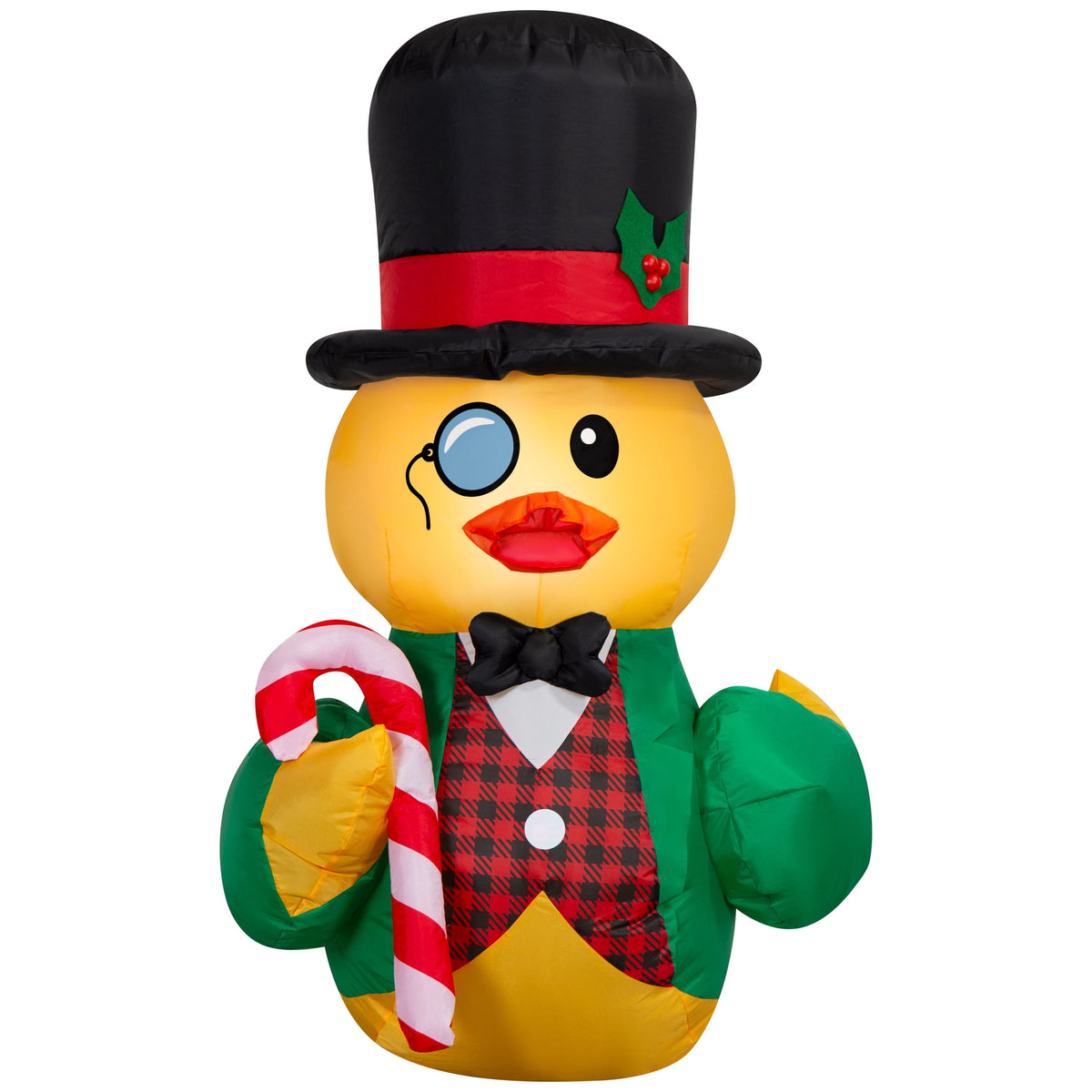 Multicolor Rubber Ducky with Top Hat and Cane Christmas Airblown Yard Inflatable, 3.5', by Holiday Time