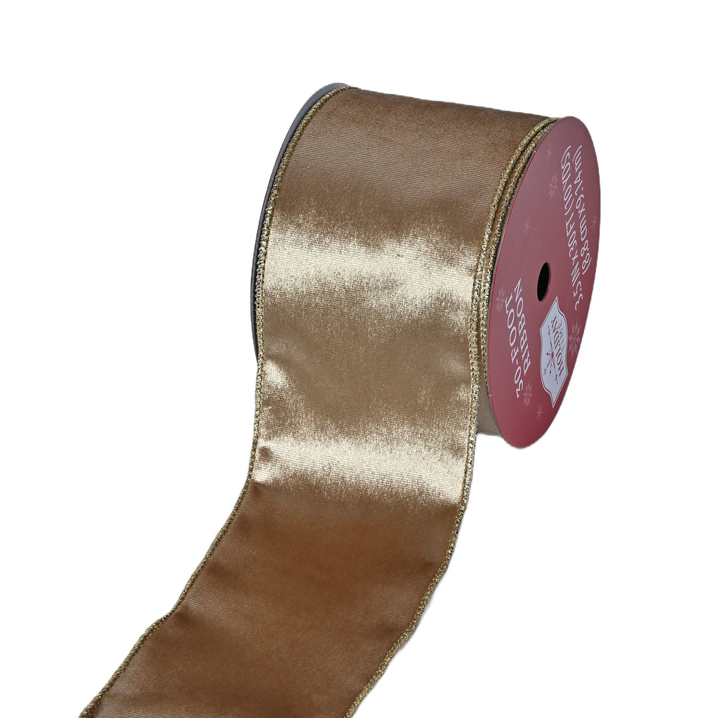 Gold Velvet Christmas Ribbon, 3.5" x 30', by Holiday Time