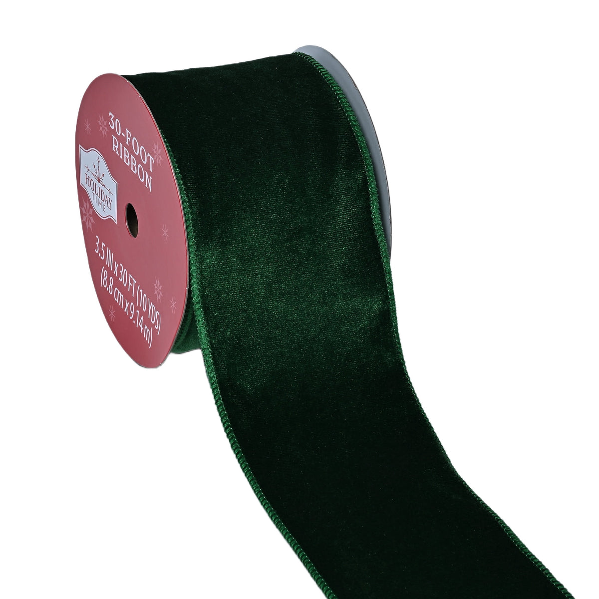 Green Velvet Christmas Ribbon, 3.5" x 30', by Holiday Time