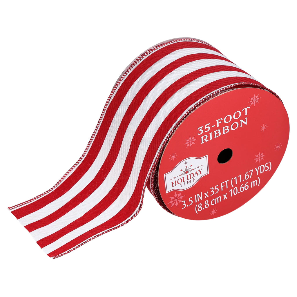 Red and White Striped Christmas Ribbon, 3.5" x 35', by Holiday Time
