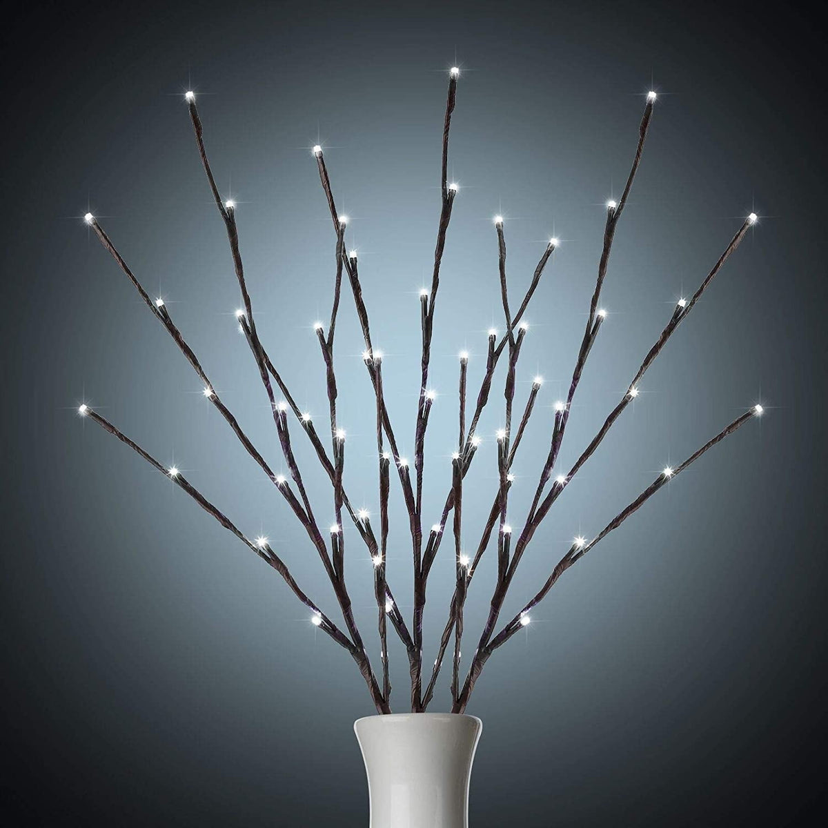 3 Pack Lighted Branches for Vases Plug in - Christmas DIY Twig Pathway Lights with 60 LED Bulbs, Artificial Tree Bendable Xmas Fairy Lights with Stakes(Vase NOT Included)