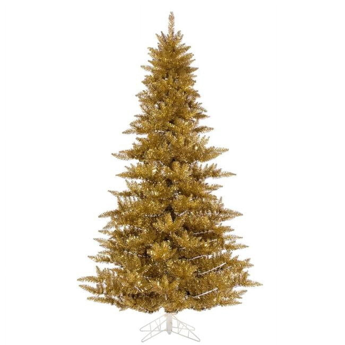 Vickerman K235430 3 ft. x 25 in. Tinsel Artificial Unlit Christmas Tree with Plastic Tree Stand - Gold