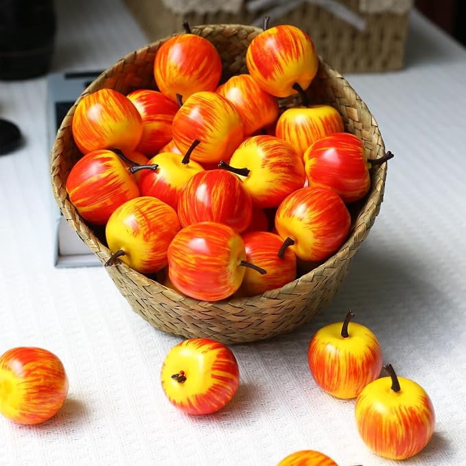 30 Pcs Mini Artificial Apples, Fake Little Pink Apple Mini Fruits Realistic Lifelike Simulation Apples for Home Party Christmas Tree Decor Apples Photography Props