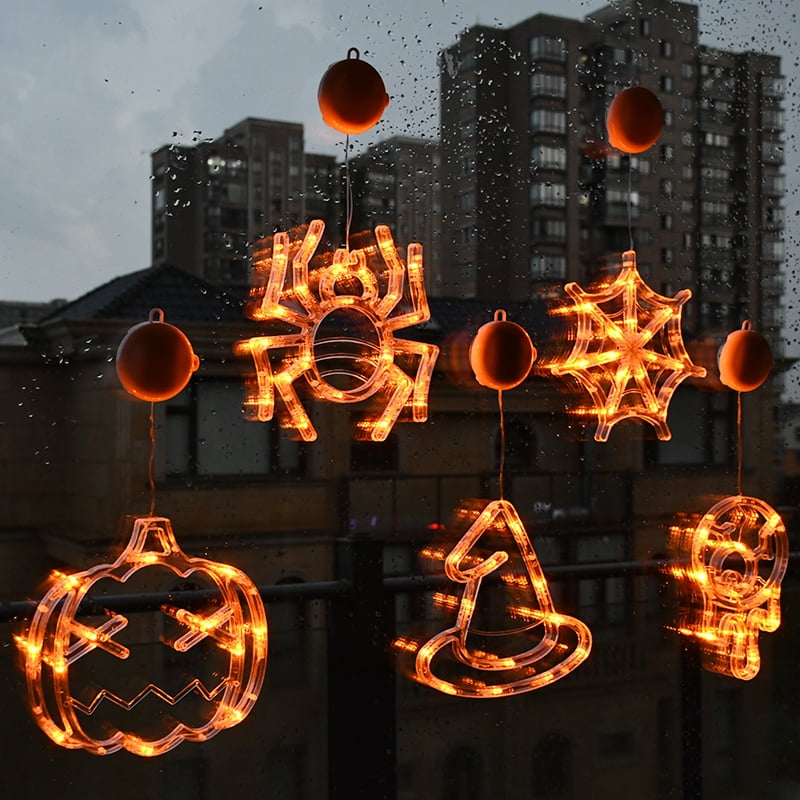 Halloween Window Lights Home Indoor LED Pumpkin Spider Ghost LED Sucker Lamp 2024 Halloween Party Hanging Decoration Kids Favors