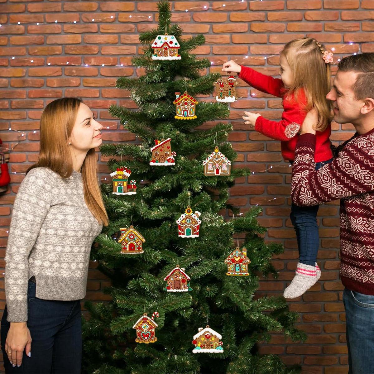 Ayieyill 14Pcs Christmas Ornaments Gingerbread Christmas Tree Decorations Holiday Decor (Classic)