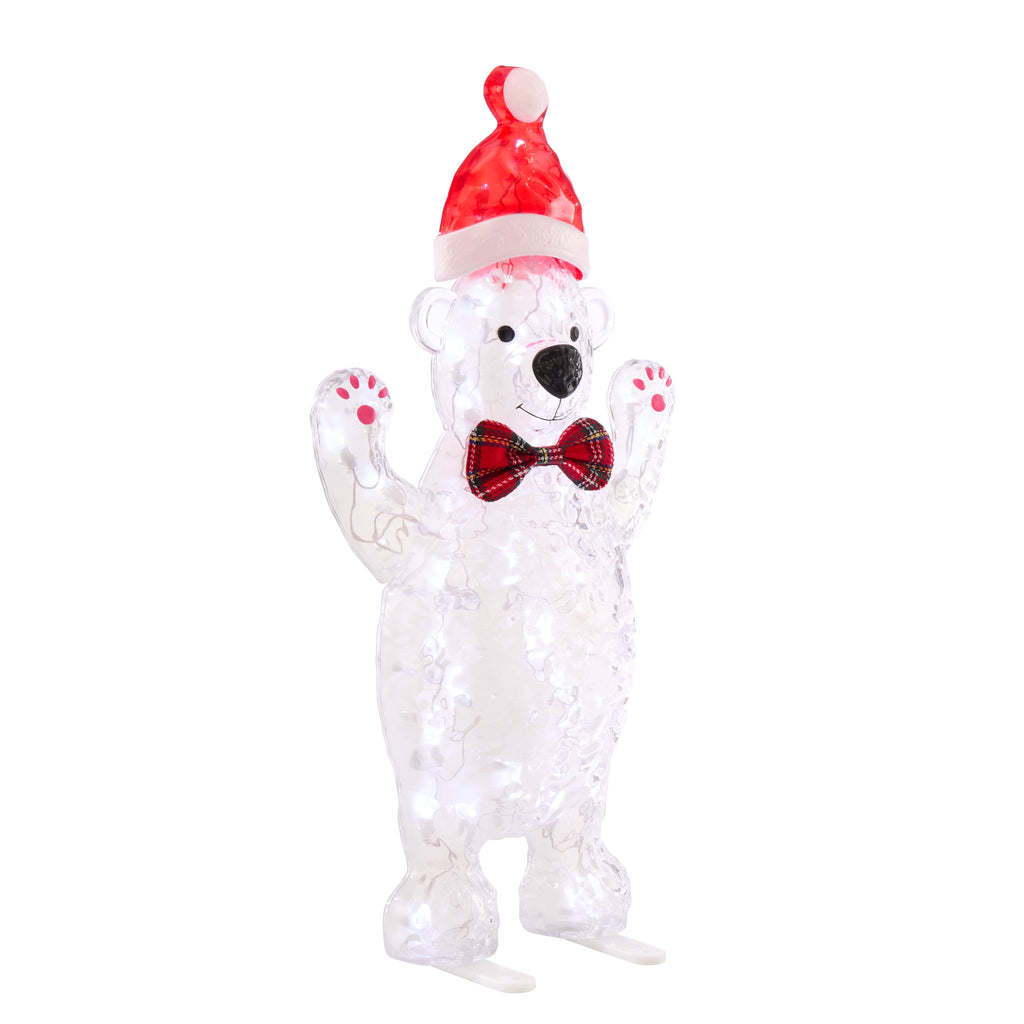 Indoor/Outdoor Light-Up Icy Bear Christmas Decoration with 35 LED Lights, Red and White, 30", by Holiday Time