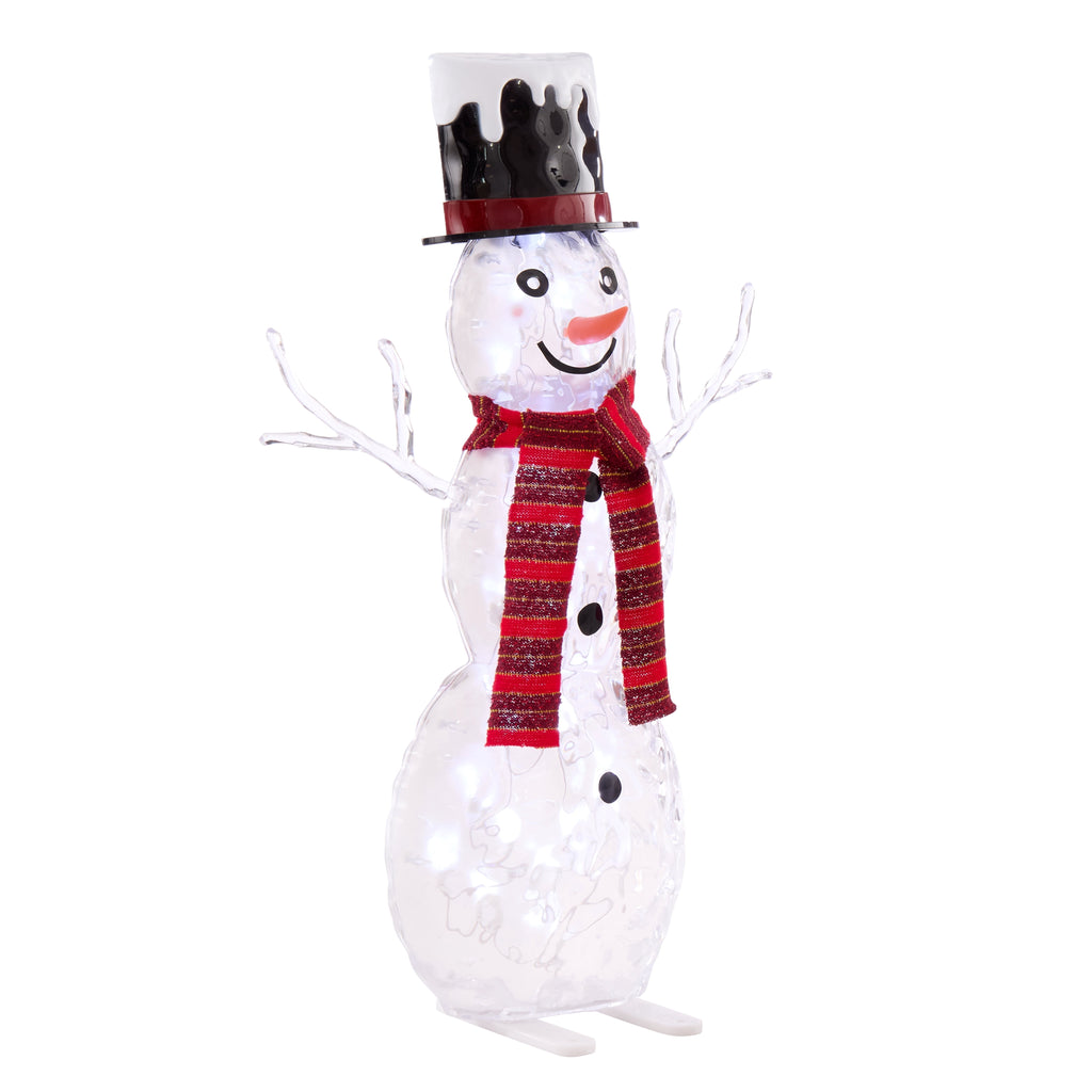 Indoor/Outdoor LED Icy Snowman Christmas Decoration, White/Black/Red, 19.7", by Holiday Time