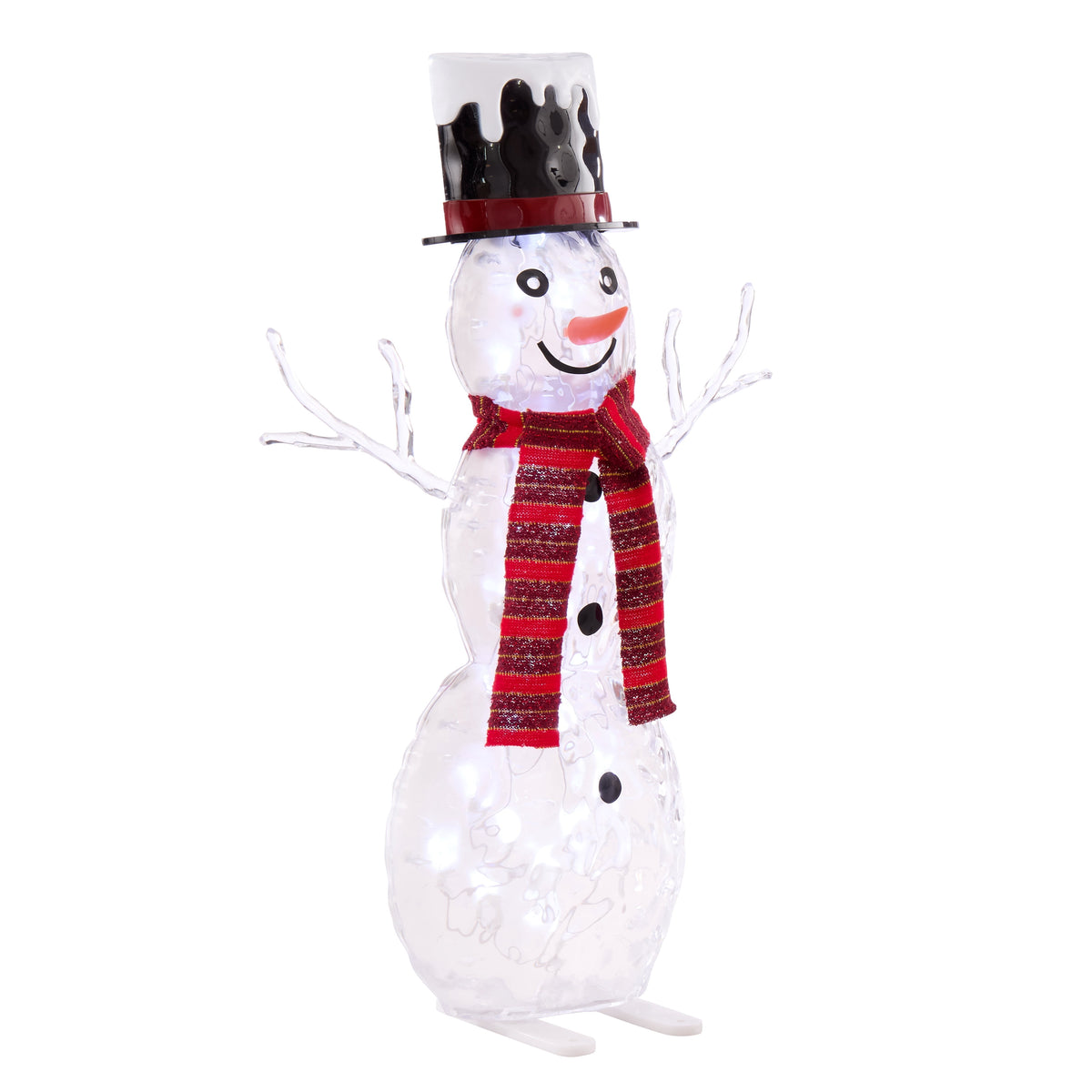 Indoor/Outdoor LED Icy Snowman Christmas Decoration, White/Black/Red, 19.7", by Holiday Time
