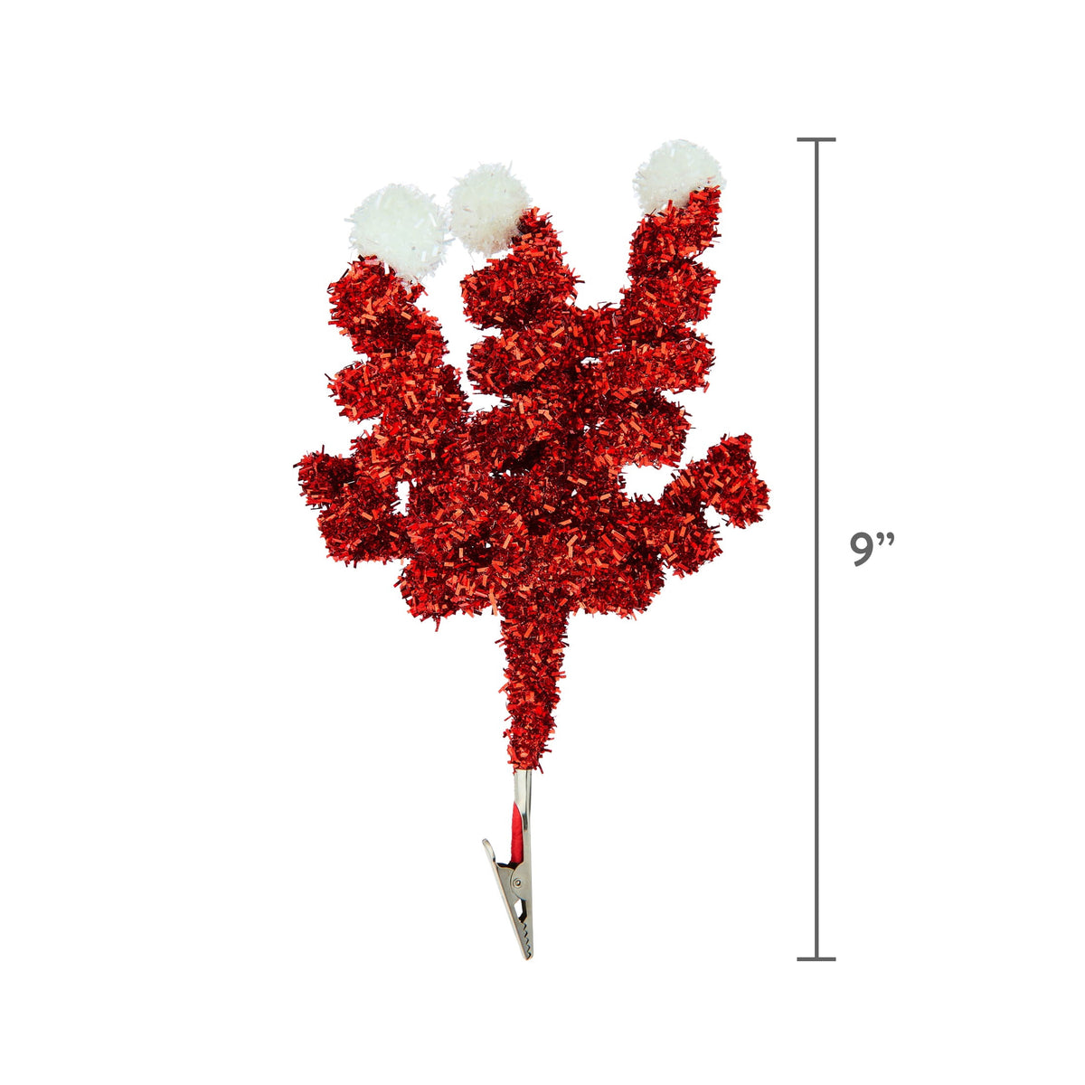Red and White Tinsel Curly Christmas Clip Ornament, 9", by Holiday Time