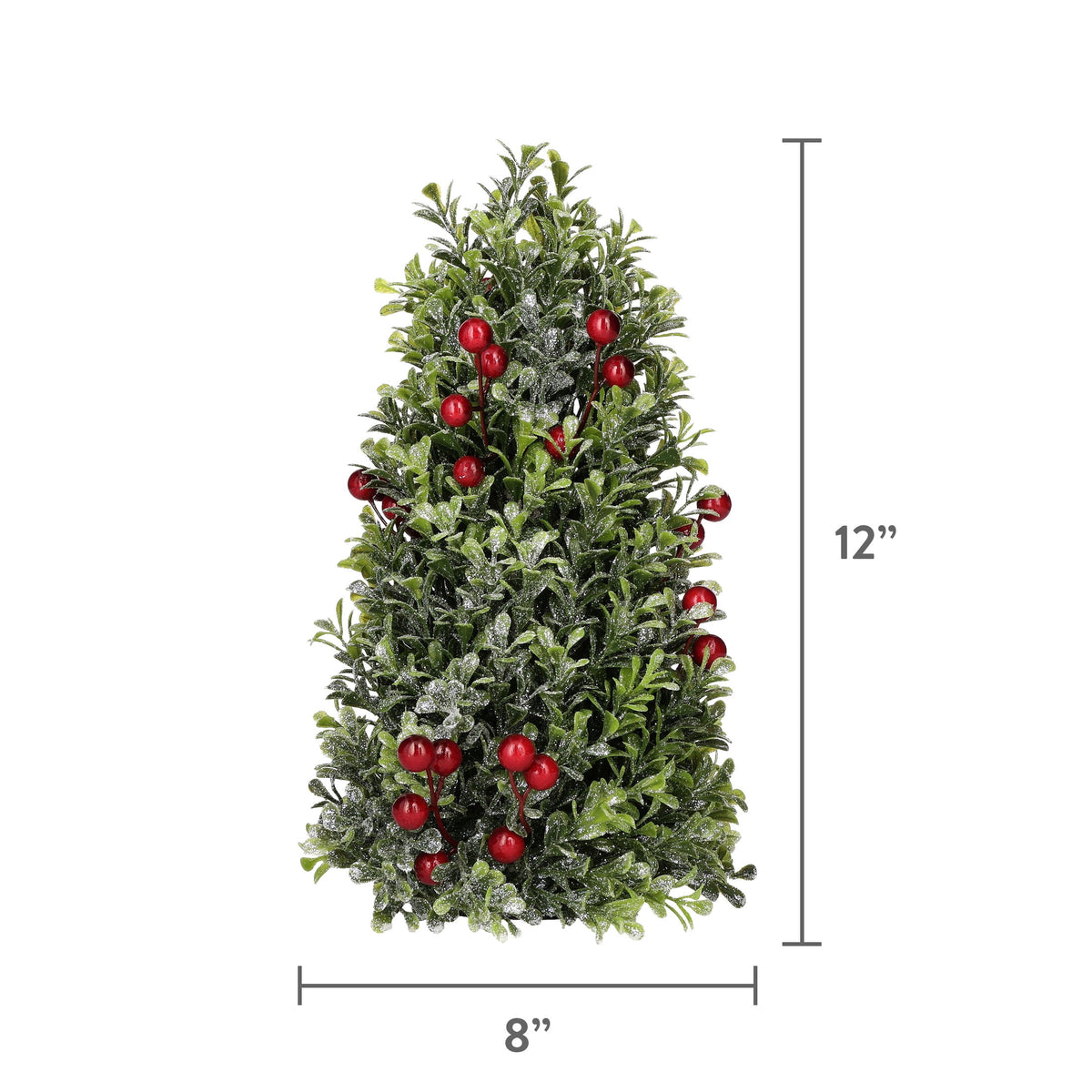 Boxwood Tree with Berries Christmas Decoration, Green and Red, 12", by Holiday Time