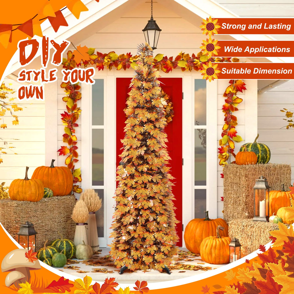 Ayieyill 5ft Halloween Tree Prelit, Pencil Pop up Tree with Light Halloween Decoration | Indoor | Black