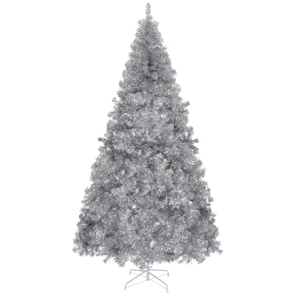 UBesGoo 6ft Pre-Lit White Christmas Tree, Hinged Artificial Pine, Silver