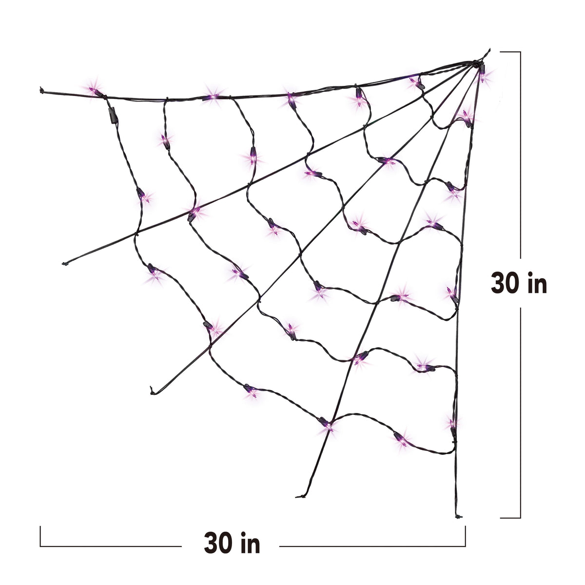 Indoor/Outdoor 30-Count LED Corner Web Lights, Purple, 30" x 30", Halloween by Way To Celebrate