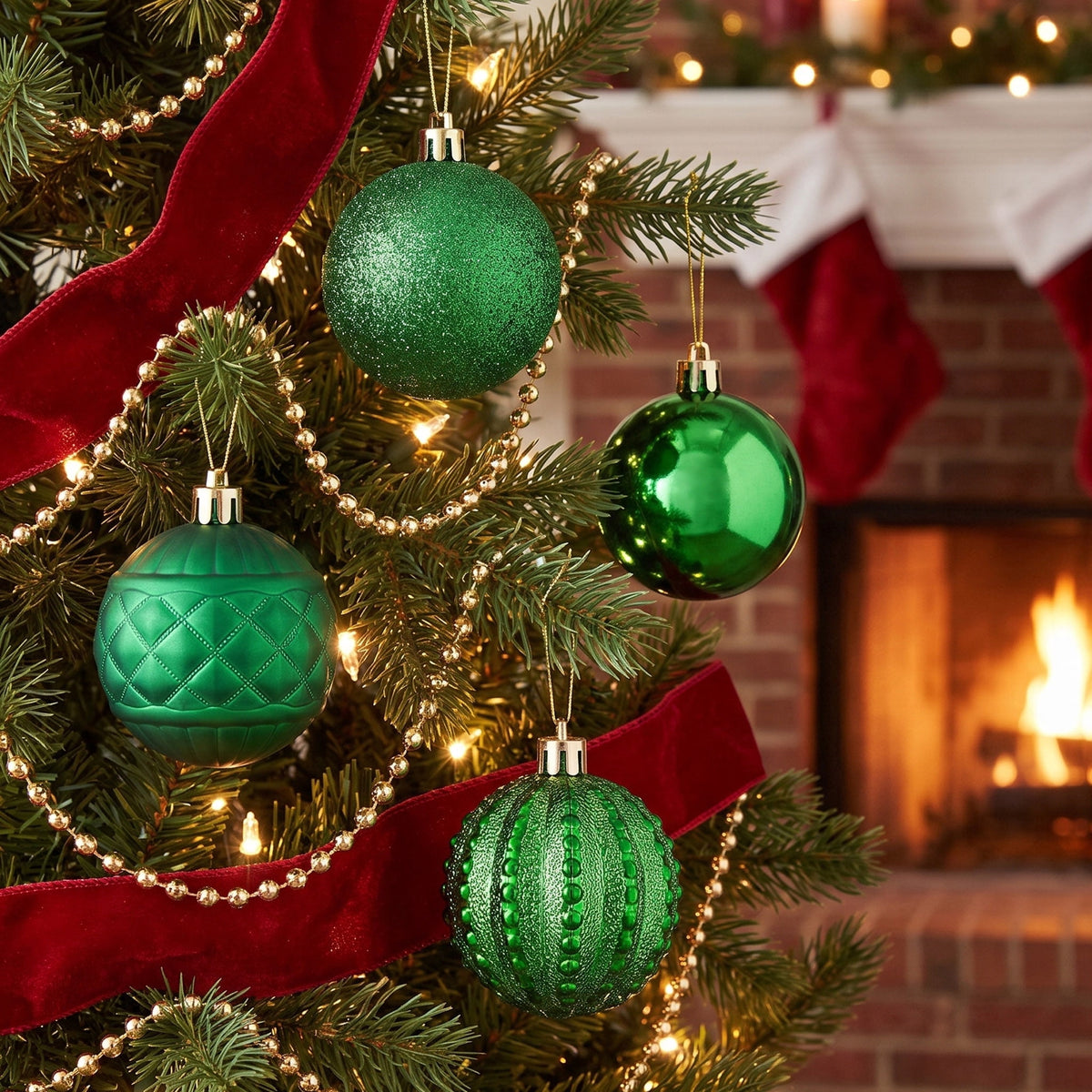 24-Count Red/Green/Gold Ball Shatterproof Christmas Ornaments, 2.8", by Holiday Time