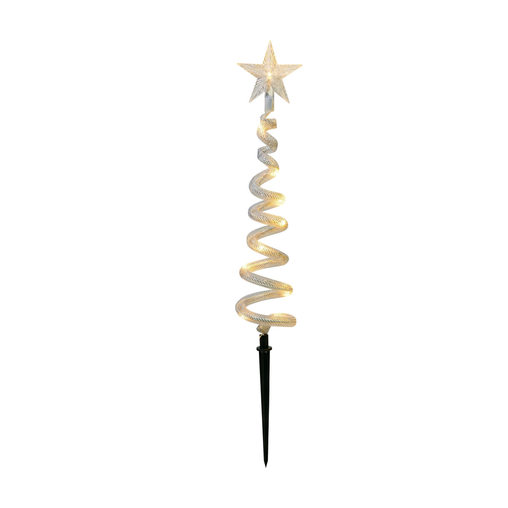 Outdoor Solar-Powered LED Spiral Tree Christmas Pathway Lights, Warm White, Set of 3, by Holiday Time