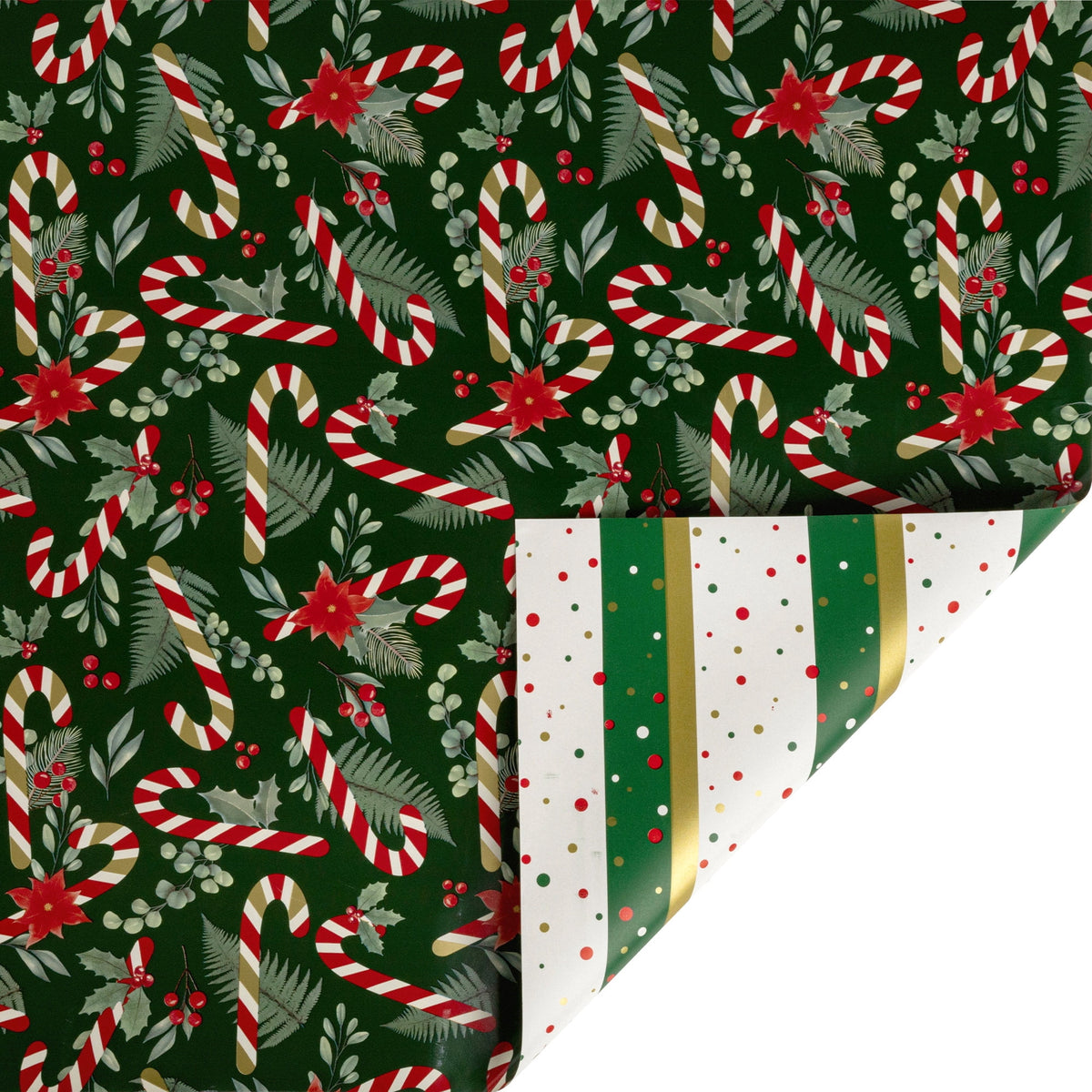 LaRibbons 30" x 10' Holiday Reversible Metallic Gift Wrap Kit | Vintage Santa and Holiday Greens