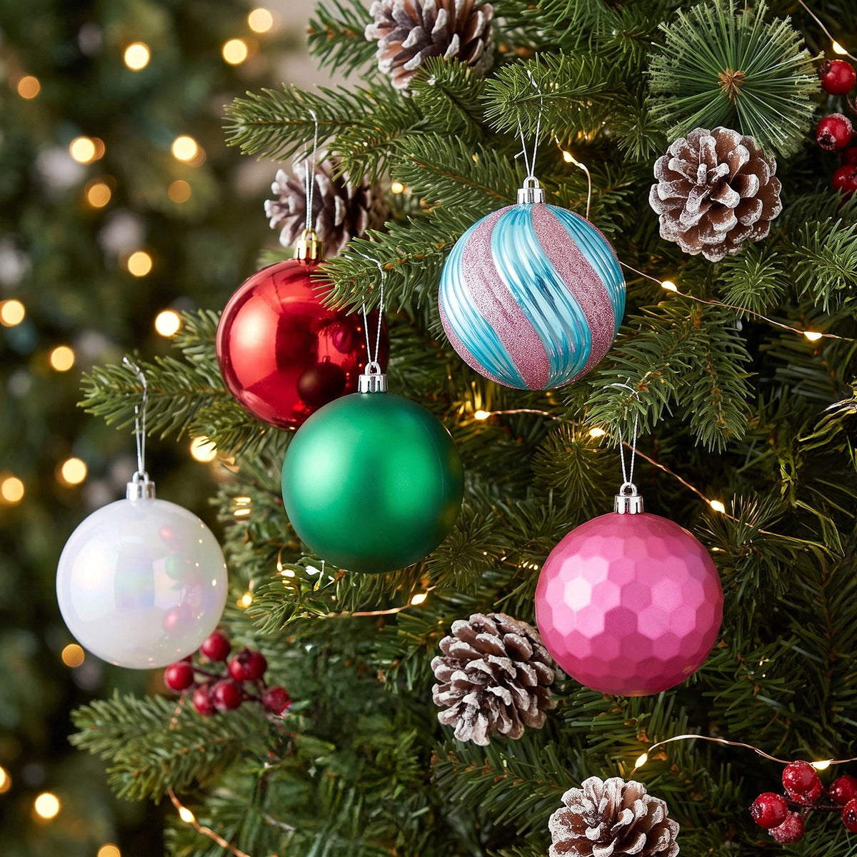 8-Count Champagne and White Ball Shatterproof Christmas Ornaments, 4.5", by Holiday Time