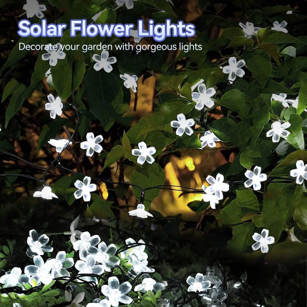 Solar Flower String Lights, Cherry Blossoms Solar Fairy Light,23ft 50 LED Outdoor Waterproof String Lights for Christmas Tree, Home, Garden, Wedding, Patio, Party Decorations(pink)