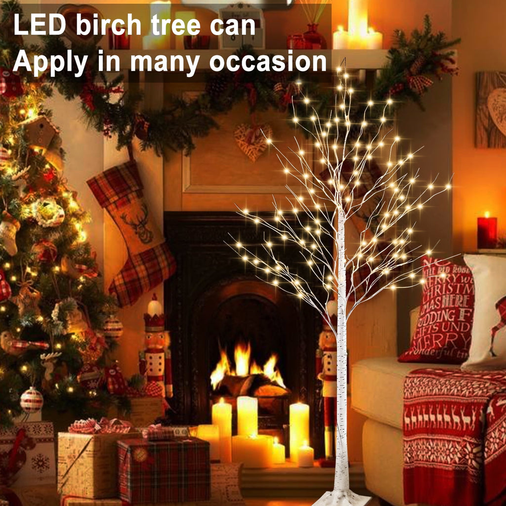 Rirool LED Birch Tree Light with Remote Control and 8 Flashing Modes - 6 Ft Warm White 440 LEDs for Home Decor, Party, Wedding, Festival Decoration