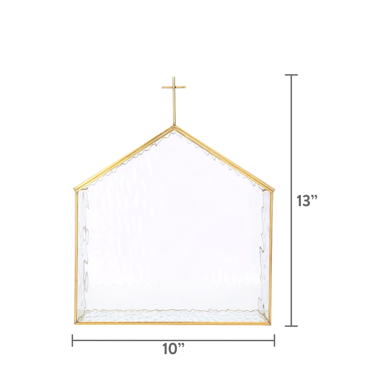 Large Glass Church Christmas Decoration, Gold and Clear, 13", by Holiday Time