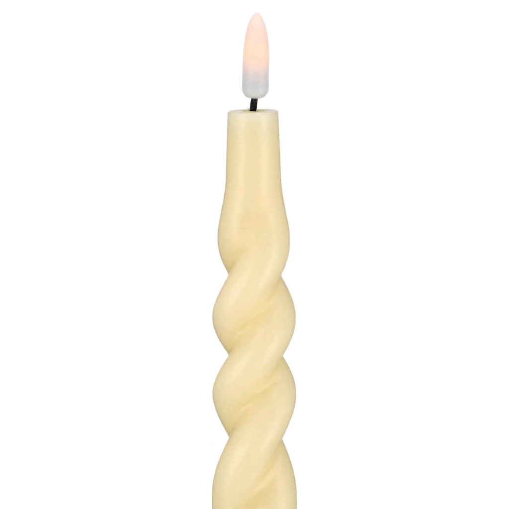 Indoor Battery-Operated LED Plastic Flameless Christmas Twisted Taper Candles, Cream, 11", 2 Count, by Holiday Time
